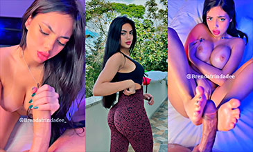 Brenda Trindade gives crazy blowjob and ends with her feet